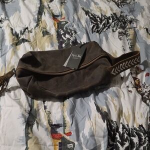 Myra Bag Dark Brown Toiletry Bag with Chevron Strap